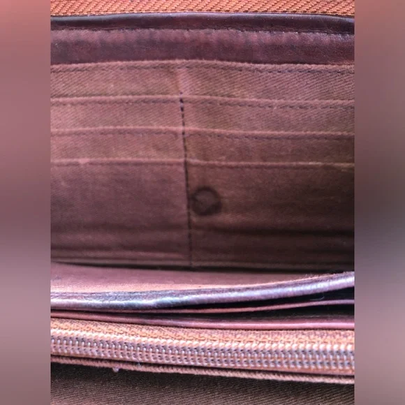 Ashwood Genuine Woven Leather Zip Closure Ladies Wallet Brown - Picture 8 of 16